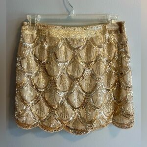 Gold Sequin Embellished Skirt